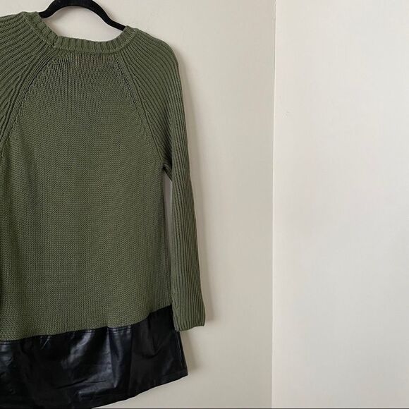 Anthro “Yoon” Knit/Faux Leather Tunic Sweater - Picture 3 of 9
